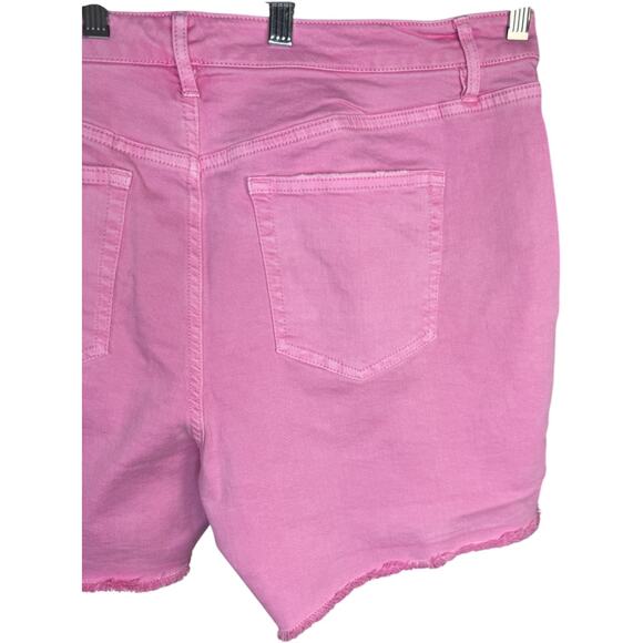 Candace Cameron Camellia Pink Distressed Denim Shorts 18WP Plus Petite NWOT - Picture 2 of 11